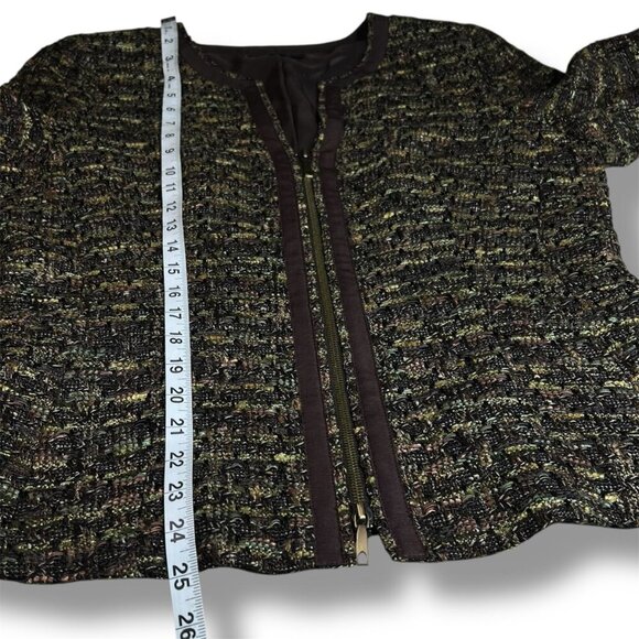Lafayette 148 New York Tweed Zip-Up Jacket Blazer Women’s Size 10 Brown Green - Picture 8 of 8